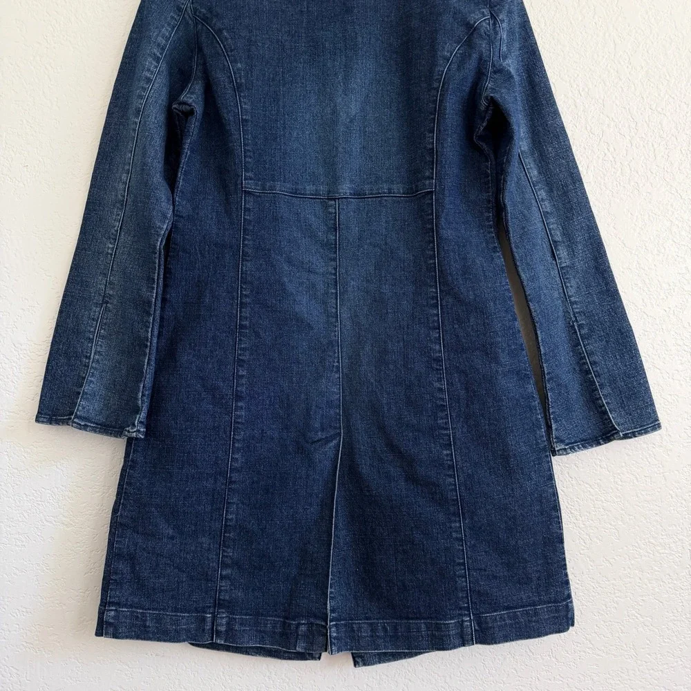 Rubbish Y2K‎ Denim Trench Coat Long Duster Jacket Dark Wash Indigo Small